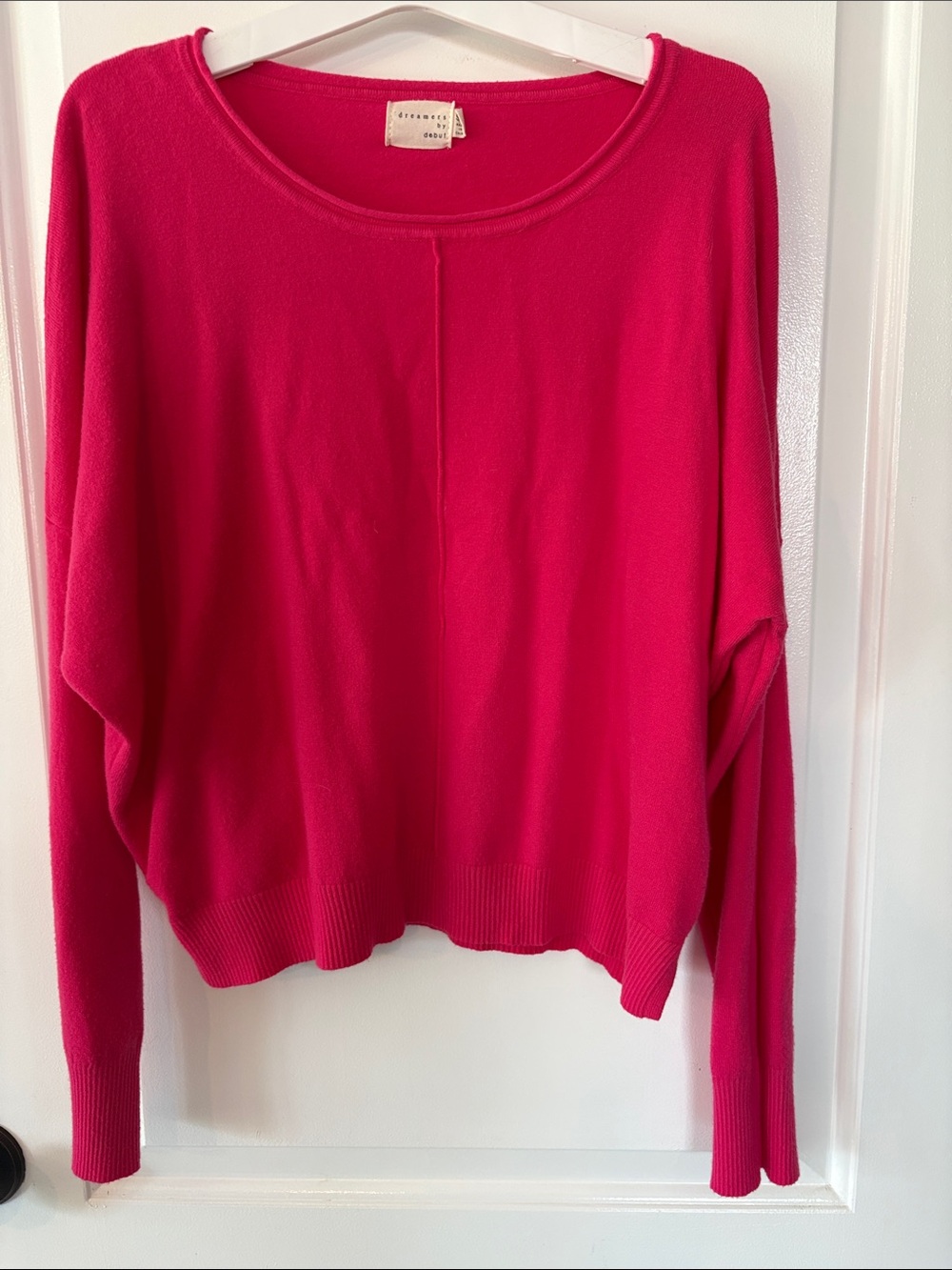 Dreamers by Debut Soft Hot Pink Knit Center-Seam Sweater - S/M (roomy)